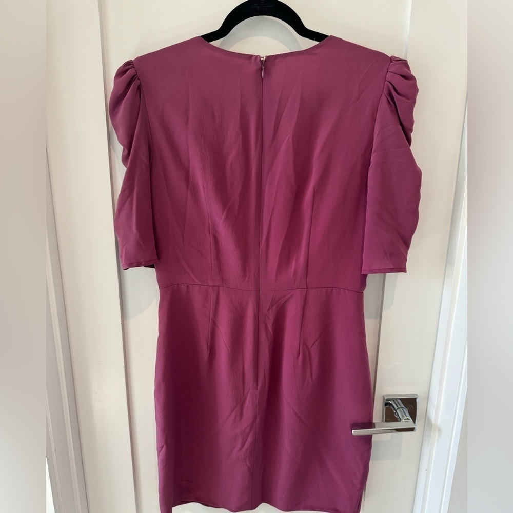 Lavender Brown Fuchsia Silk Mini Dress 100% silk pink. Vintage NEW - Picture 7 of 9